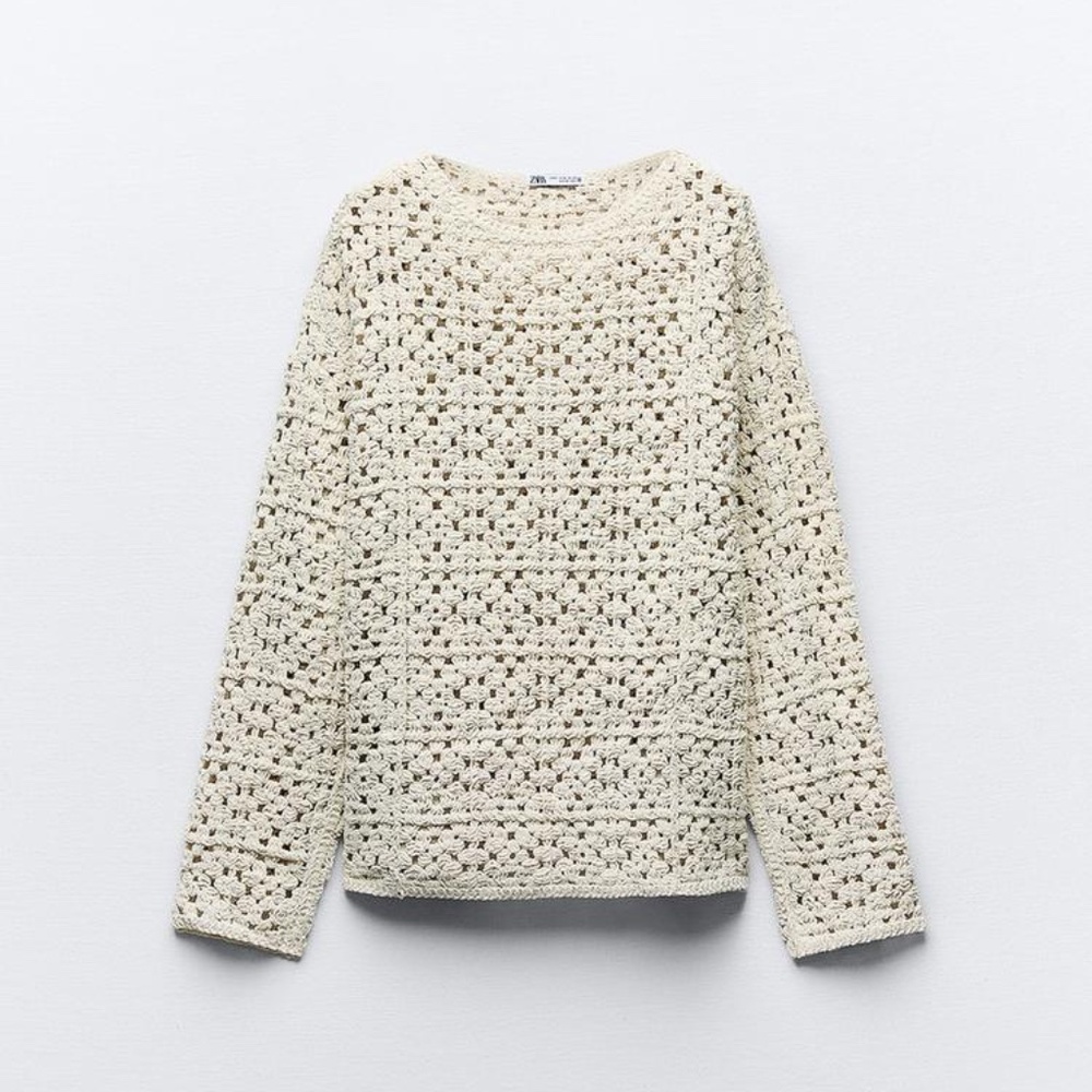 Zara Crochet Chenille Sweater Seeatshirt